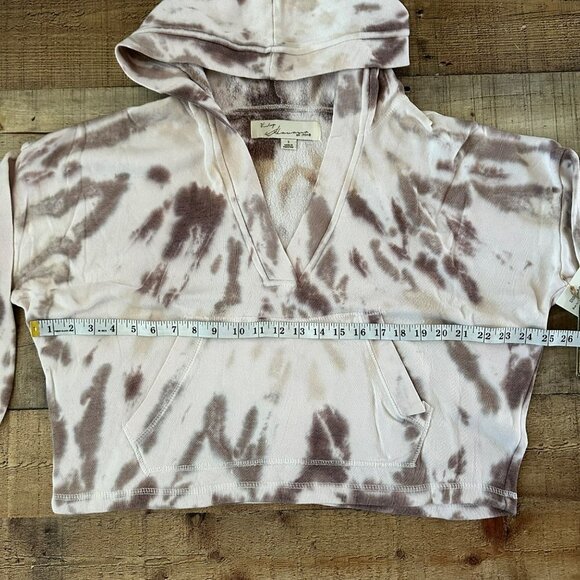 Vintage Havana white and brown tie-dye cropped v-neck hoodie small - Picture 2 of 7